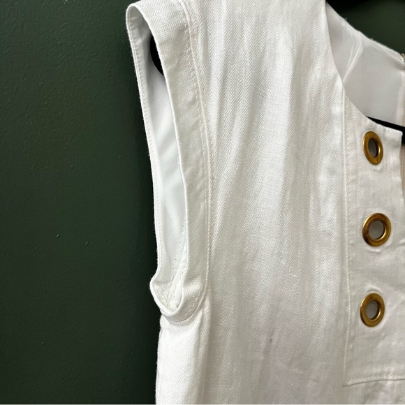 J.Crew White 100% Linen Grommet Shift Dress – Size 2 - Picture 4 of 8